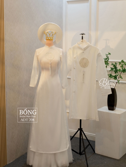 Áo Dài Nữ Trắng Kết Hỷ Đơn ADT208