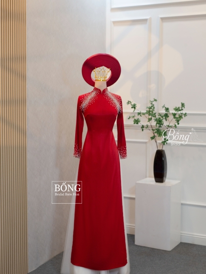 Áo Dài Nữ Đỏ Tươi Tủa Ngọc ADD209