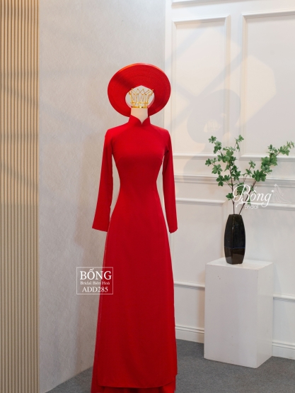 Áo Dài Nữ Đỏ Tươi Trơn ADD285