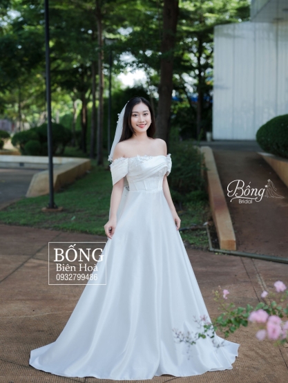 Váy Suông Thân Dựng Gọng Kết Hoa Nhí Tay Trễ Vai Rớt HCD054
