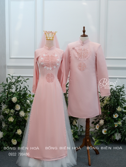 Áo Dài Nữ Hồng Kết Hỷ Đôi ADH365