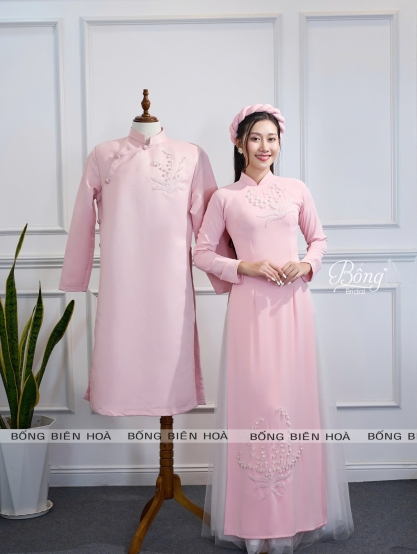 Áo Dài Nữ Hồng Kết Hoa Linh Lan ADH341