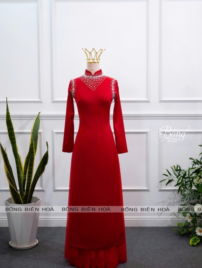 Áo Dài Nữ Đỏ Tươi Tủa Ngọc ADD202