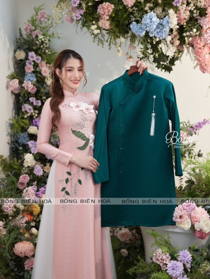 Áo Dài Lụa Vân Gỗ 2 Tà ADH832