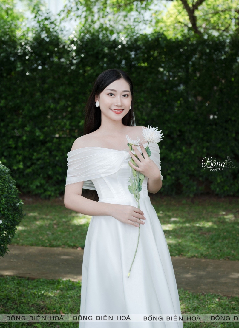 Váy Trắng Trễ Vai Bản Nơ SCD168