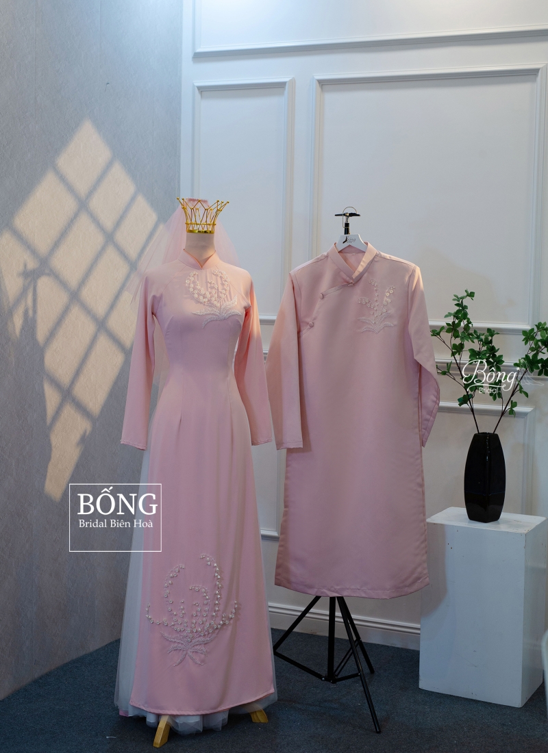 Áo Dài Nữ Hồng Kết Hoa Linh Lan ADH341
