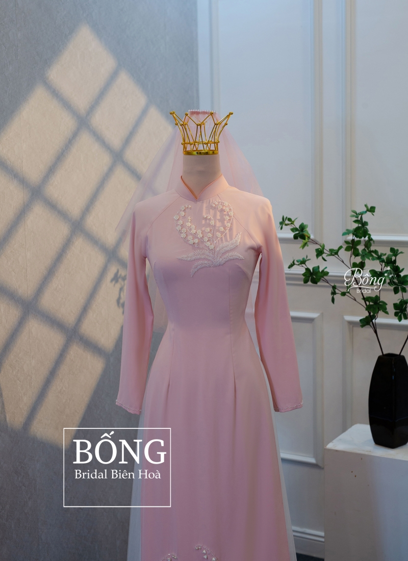 Áo Dài Nữ Hồng Kết Hoa Linh Lan ADH341