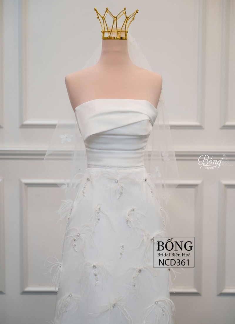 Váy Form A Cúp Ngực Kết Lông Vũ HCD110