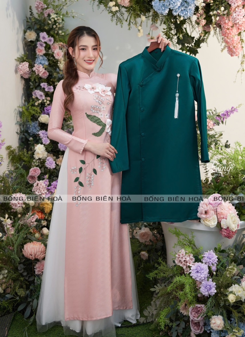 Áo Dài Lụa Vân Gỗ 2 Tà ADH832