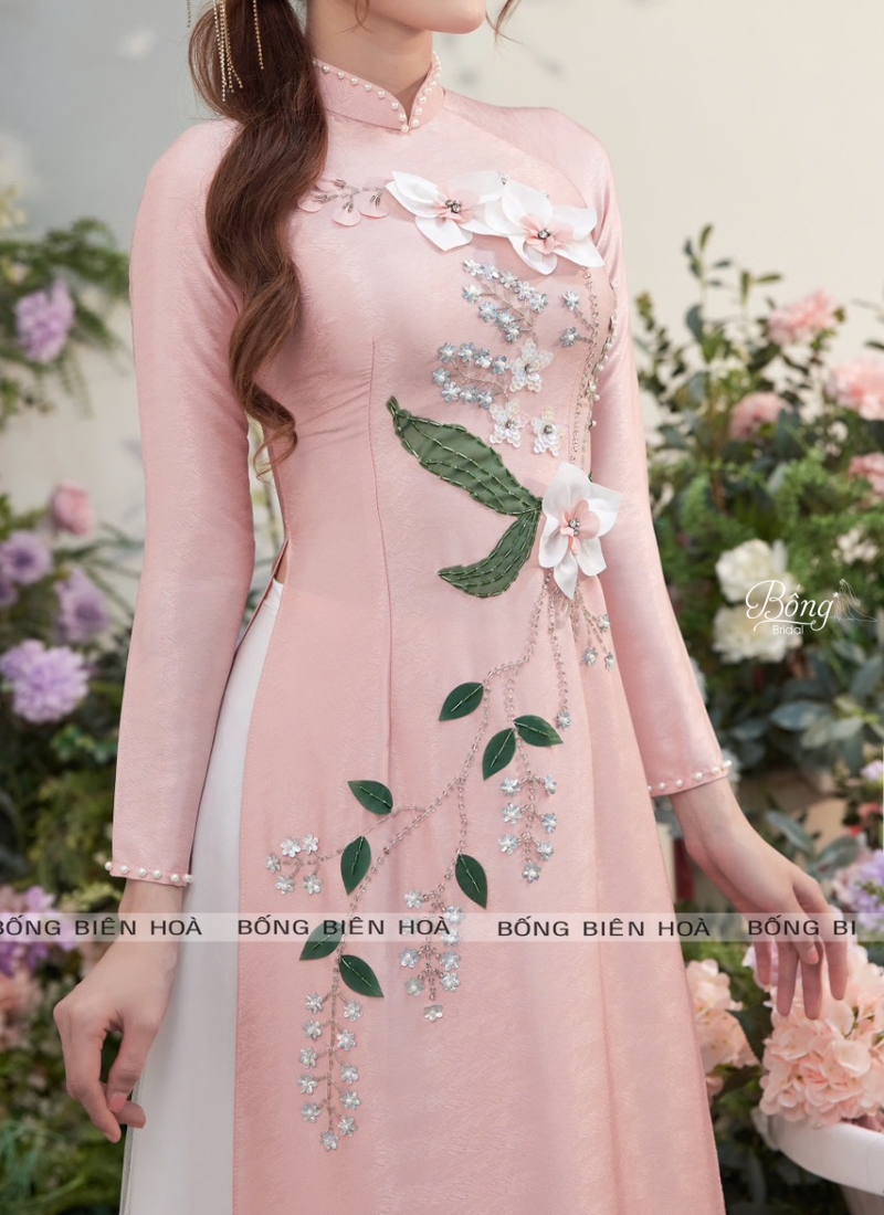 Áo Dài Lụa Vân Gỗ 2 Tà ADH832